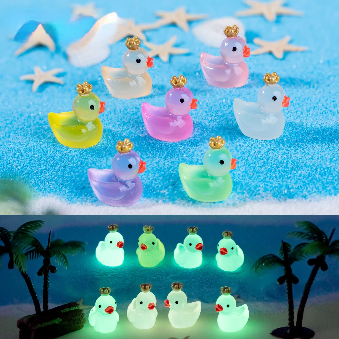 6Pcs Mini Ducks Luminous Duck Ornament Miniature Figures Tiny Duck Micro  Fairy Garden Landscape Fairy Garden