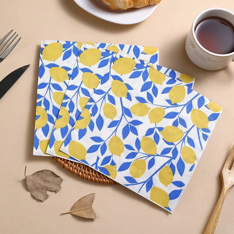 20pcs Dessert Shop Placemats Summer Lemon Party Print Disposable Home Use Placemat Paper Holiday Ambience Decoration Paper