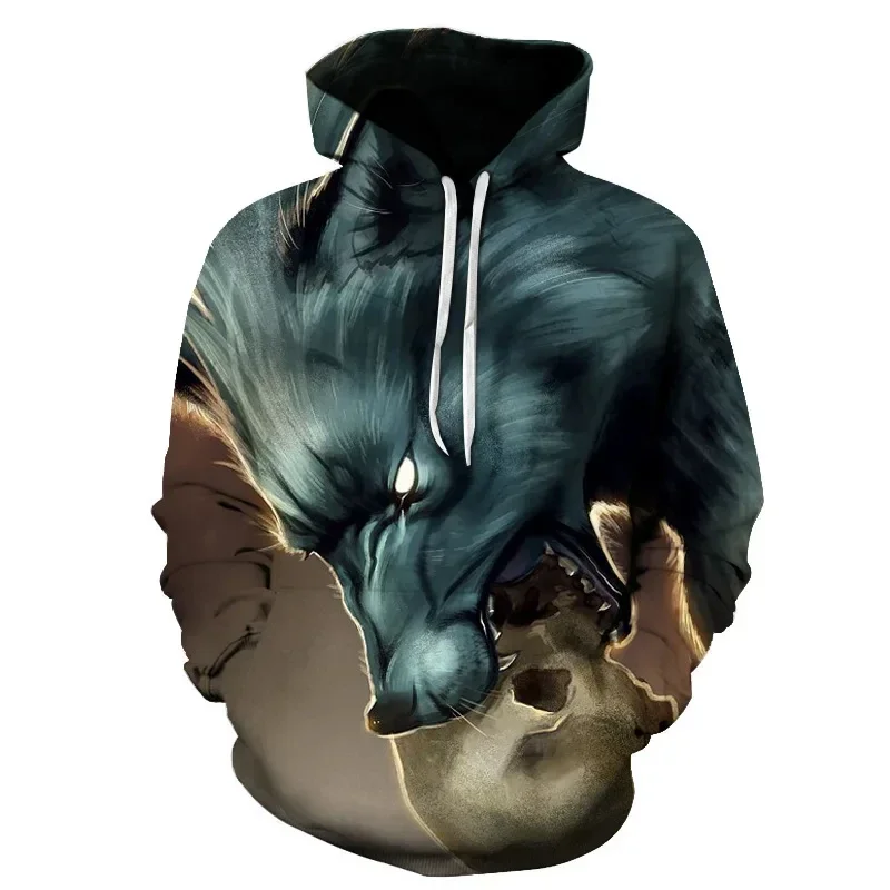 thumbnail image 1 of Sudadera con capucha de moda para hombre nueva con estampado 3D de lobo aullador, jersey de moda urbana de manga larga, ropa deportiva popular de hip hop, 1 of 5