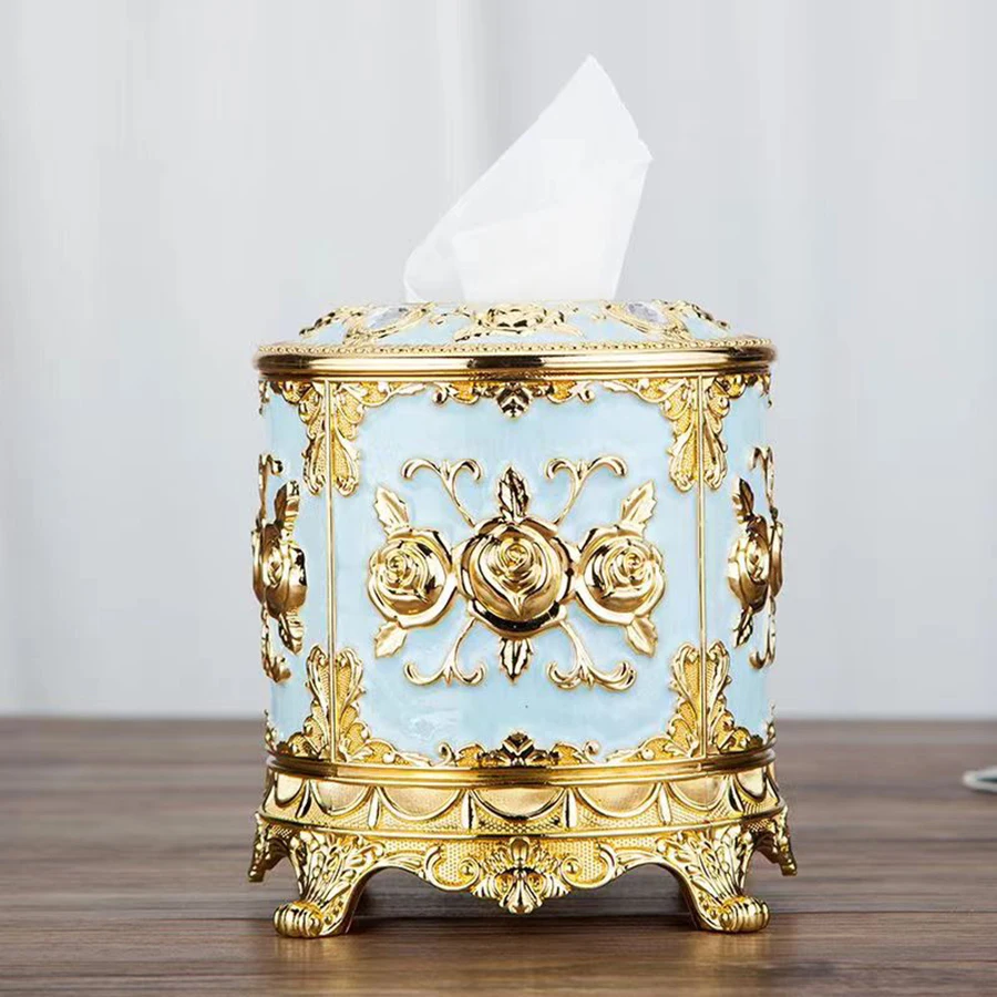 1pc European Circular Tissue Box, Cylindrical Paper Extraction box, Home Decoration, Hotel Restaurant, Hollow Paper Storage Box 6