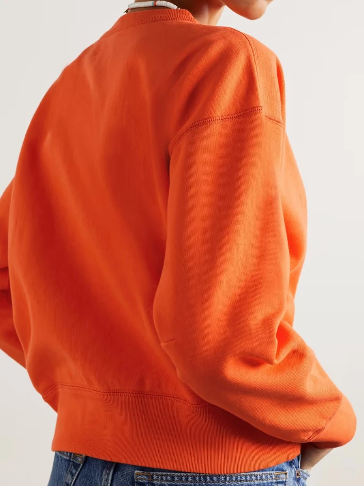 

2022 Spring Autumn New Dark Brown Letter Printing Round Neck Long-sleeved Sweatshirt Women Casual Sweatshirt