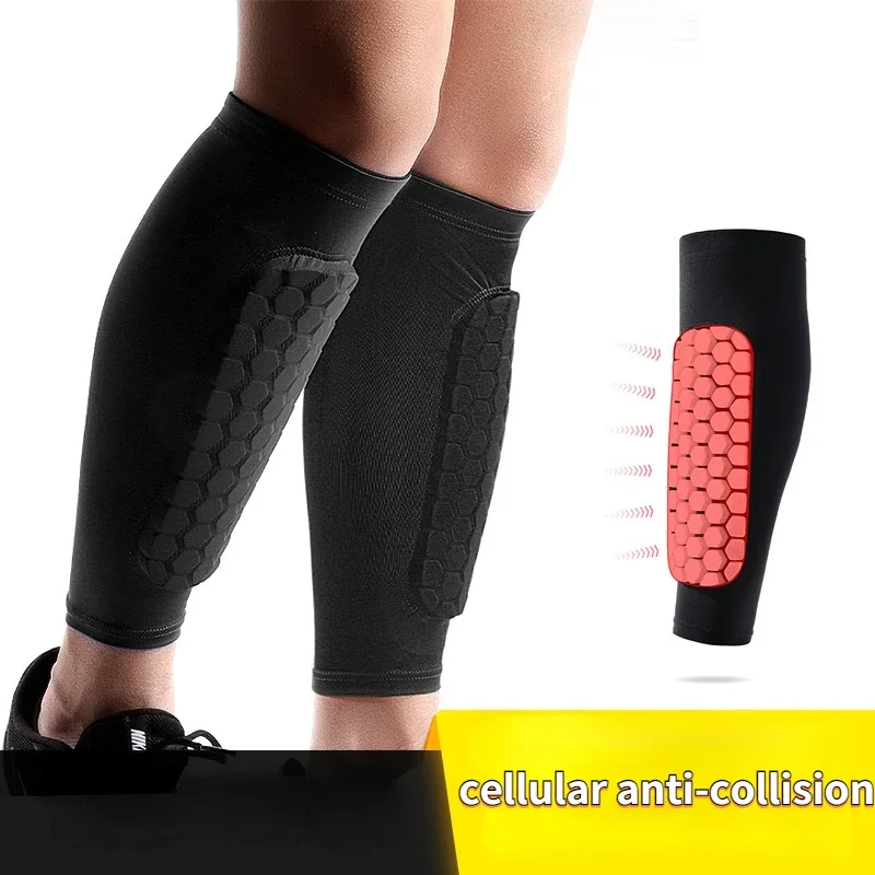 

1Pcs Sport Football Shin Guard Protector Leg Calf Compression Sleeve Honeycomb Anti-crash Gym Soccer Cycling Running Leg Warmers