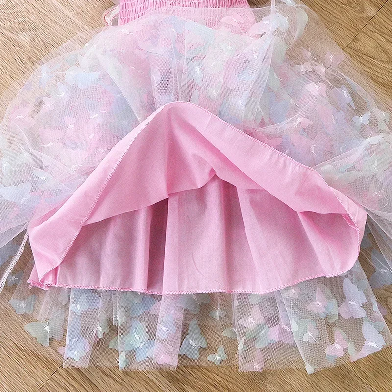 Baby Girls Butterfly Wings Fairy Gauze Princess Dress Lovely Kids Summer Sleeveless Tulle Dress Child Birthday Party Gown girls dress princess costume children dance suit