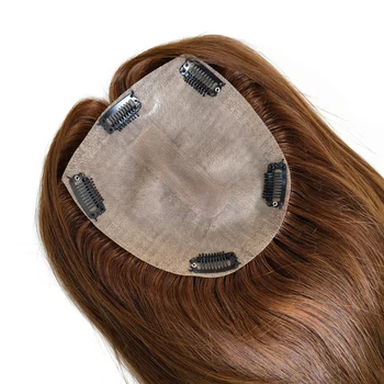 Topper per capelli umani europei all'ingrosso in fabbrica Base in seta 15x16 cm Pezzi per capelli parrucchino marrone medio per capelli diradati da donna