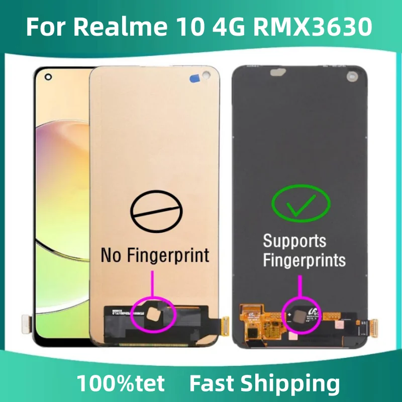 

AMOLED / TFT LCD 6.4" For Realme 10 4G RMX3630 LCD Display Touch Screen Digitizer Panel Assembly Replacement