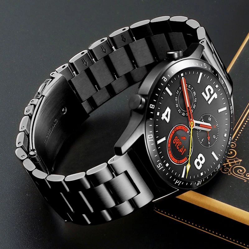 Sleek Solid Stainless Steel Smartwatch Strap - 20/22mm Bracelet Band