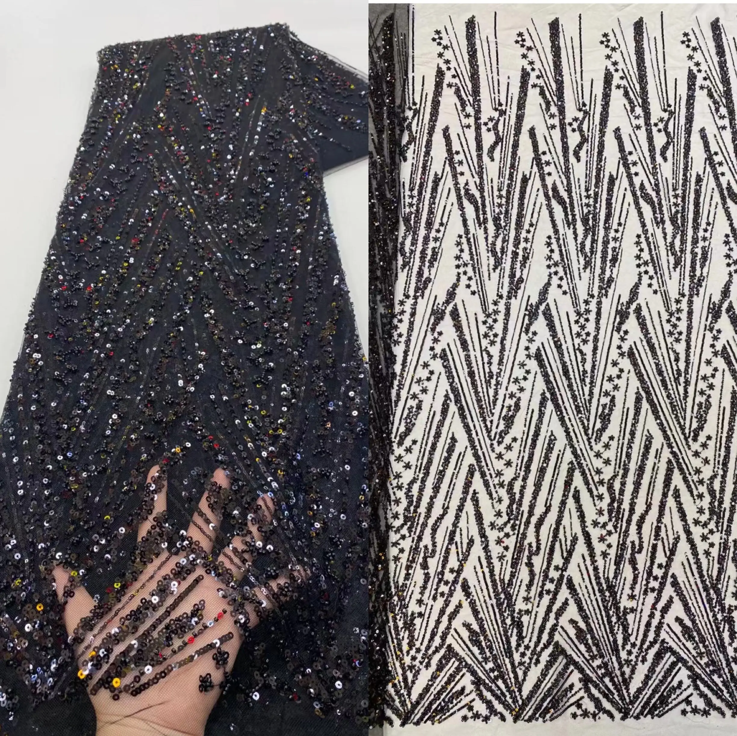 

Французская кружевная ткань S-1210285, Высококачественная африканская кружевная ткань с бусинами и блестками в нигерийском стиле свадебная ткань кружевная для свадьбы