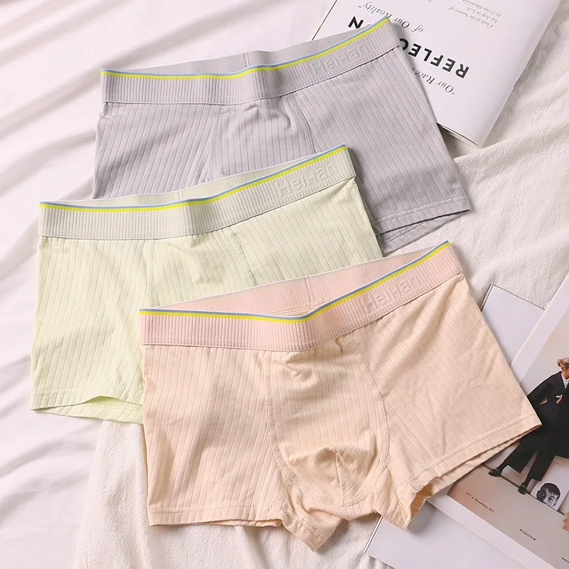 

Summer Thin Men's Underpants Striped Boxers Color RC Cotton Modal Mid-waist Preppy Boyfriend Underpants