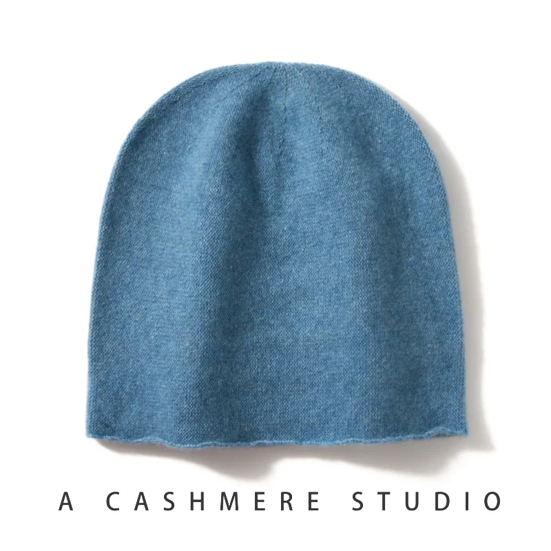 Special Offer Women Wool Cashmere 35% Slouchy Beanie Hat Simple Solid Caps Rolled Hem Warm Sleep Hair Bonnet 4