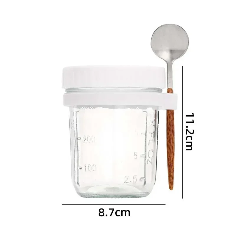 350ml 휴대용 오버나이트 오트밀 유리 우유 과일 샐러드 음식 보관 용기 시리얼 아침식사 컵 과일 샐러드 음식 보관함