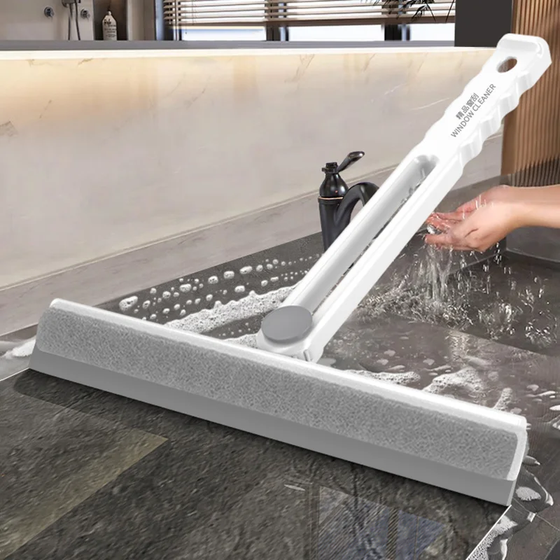 Foldable Shower Squeegee  Double Sided Glass Wiper Bathroom Window Cleaning Brush 180 Degree Rotatable Mirror Cleaning Scraper