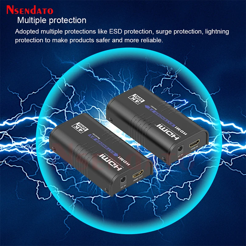LKV473 HDMI Extender 4K 60Hz 120m Over Ethernet TCP/IP RJ45 Cat5/5e/6 Extender HDMI Video Transmitter Receiver Kit For STB PS3