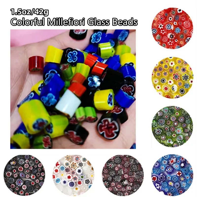 Millefiori Mosaic Tiles Glass Fusion Tile Thousand Flower Beads Cylinder Shape DIY Crafts Material 1.5oz/42g,glass mosaic tiles,diy mosaic supplies