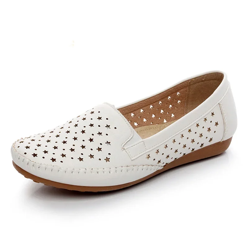 Summer Breathable Women Loafers Shoes Soft Bottom Female Flats Comfortable PU Leather Casual Ladies Footwear women shoes