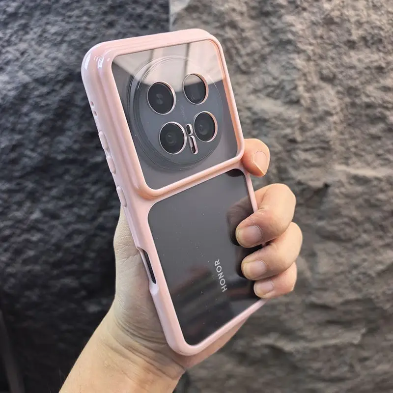 Sleek Circular Border Transparent Acrylic Phone Case - Shockproof & Non-Slip Bumper