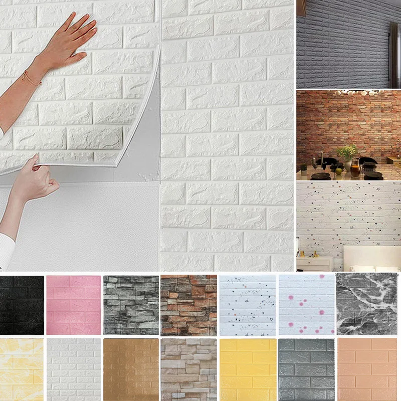 Clearance Sale!!!3D Brick Wall Panels Stickers PE Foam Self Adhesive  Wallpaper Removable Wall Decoration For Living Room Bedroom - Walmart.com