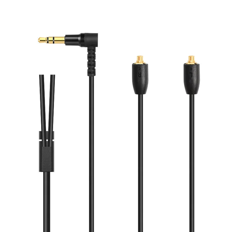 Mmcx Fones de Ouvido Cabo de Fio de Substituição 3.5 mm l Dobra Jack Preto