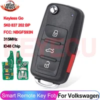 กุญแจรีโมทไร้สาย KEYECU รุ่น Proximity 5K0837202BP สำหรับรถยนต์ Volkswagen VW Jetta Passat ปี 2015 2016 2017 2018 2019 รุ่น NBGFS93N ความถี่ 315MHz MQB48