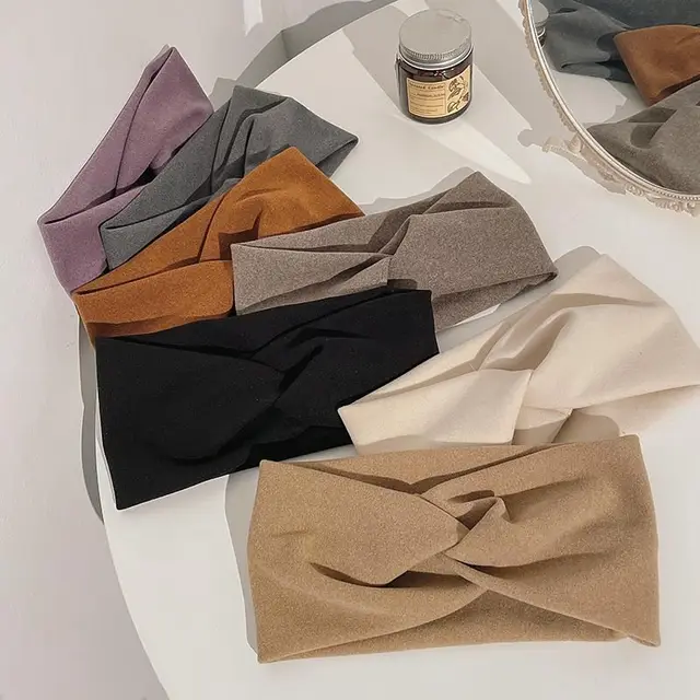 Fashion  Autumn Winter Wide Edge Cross Stretch Fabric Women Girl Headband Headpiece Turban Bandage Hair Accessories Headwear 1