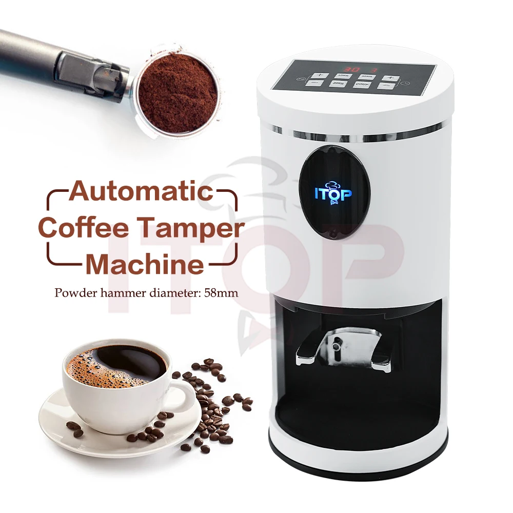 ITOP Electric 58mm Coffee Tamper Coffee Machine Automatic Tamper Coffee Powder Press Maker Coffee Tools Black/White 110V-240V