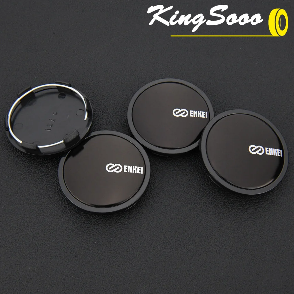 Car Wheel Hub Covers 4PCS JDM Sport Wheel Cap 65mm OD & 60mm Clip ENKEI Rim Caps Wheel Center Caps Car Cover Hub Cap Black & Silver