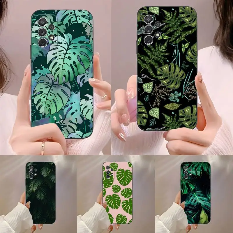 Leaves Monstera Green Phone Case Fundas Per Samsung S20 Fe Lite S21 S30 Ultra S8 S9 S10 E Plus Macia Cover Antiurto