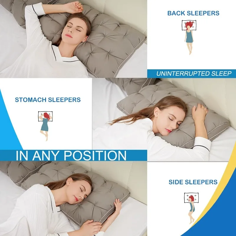 Bed Pillows Super Support Soft Pillow, Hotel Quality Sleeping Pillows Side Back Stomach Sleepers with Washable Removable Cover