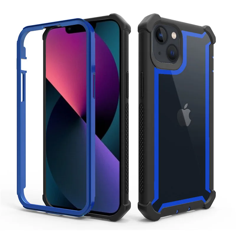 thumbnail image 1 of Shockproof Bumper Transparent Clear PC Phone Case For iPhone 14 13 12 11 Pro Max 6 6S 7 8 Plus X XR XS Max SE Acrylic Back Cover, 1 of 5