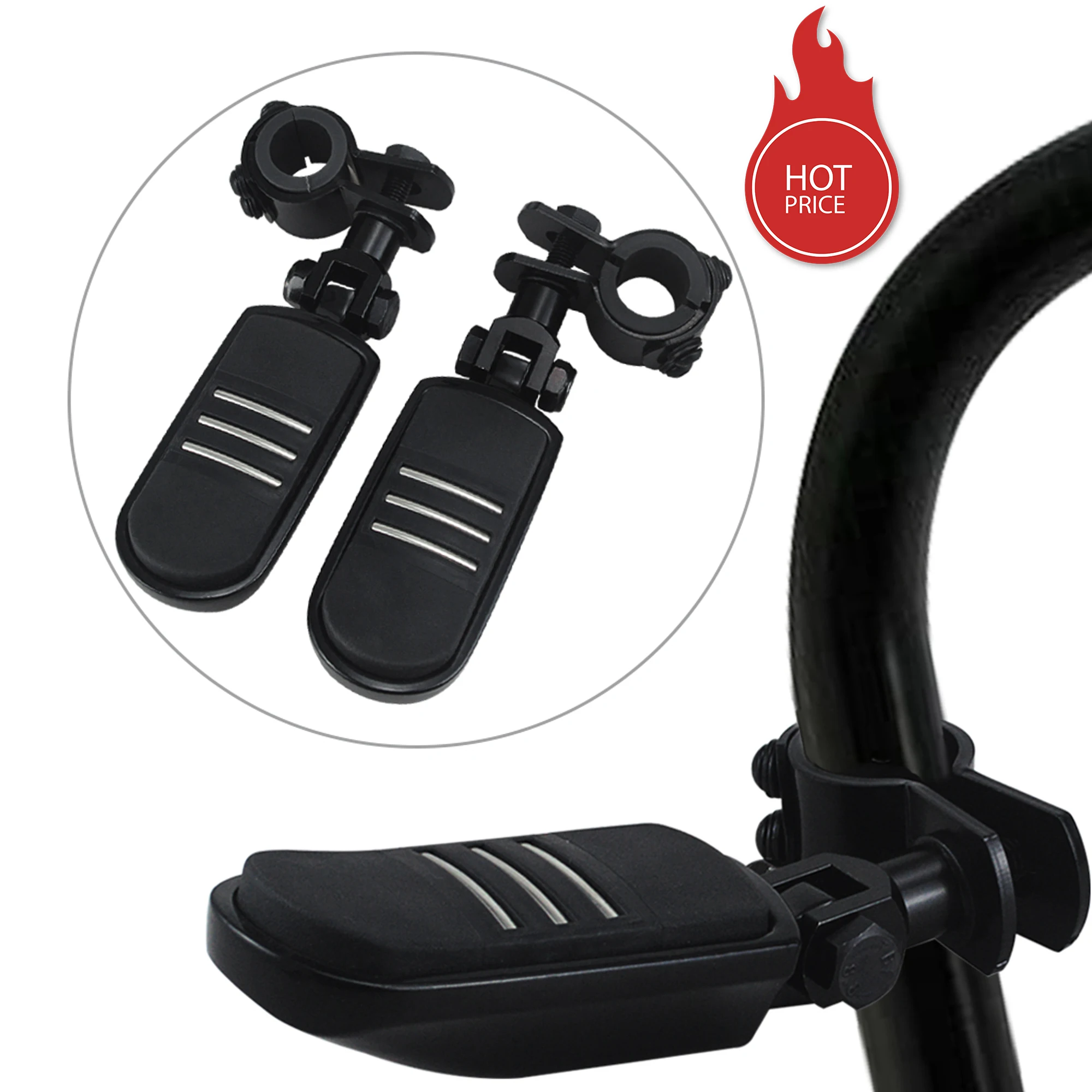 Supports De Repose-pieds Pour Moto Harley Davidson - Fixation Pour Crash Bar 38mm, Paire Chromée