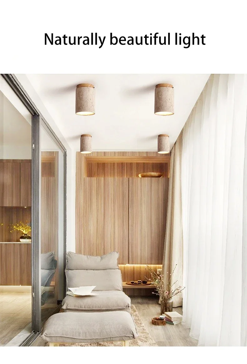 Japanese Style LED Ceiling Downlight Surface Mounted Wood Image 4