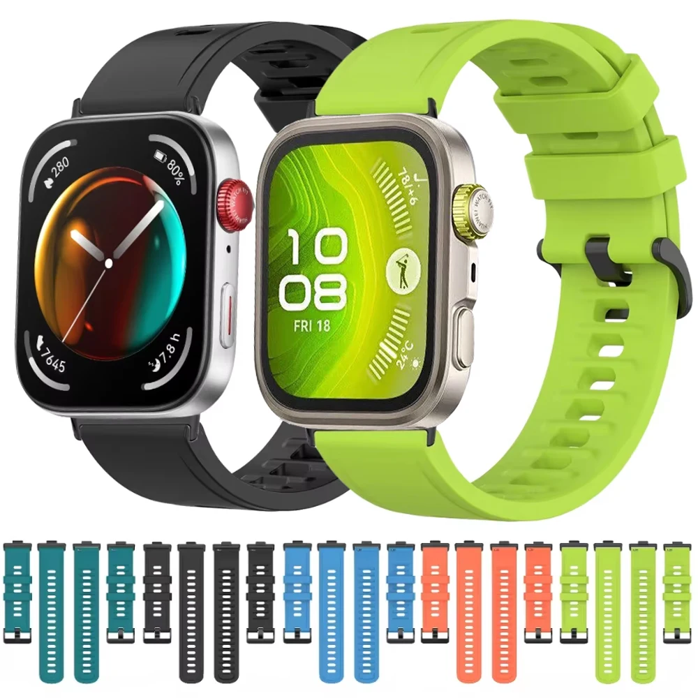 Silicone Strap with Metal End Interfaces for Huawei Watch Fit Bracelet Accessories