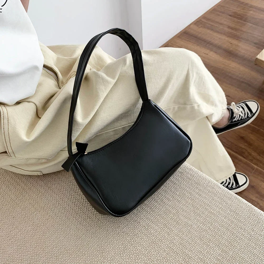 Retro PU Leather Shoulder Bag - Casual Small Top-Handle Handbag for Women