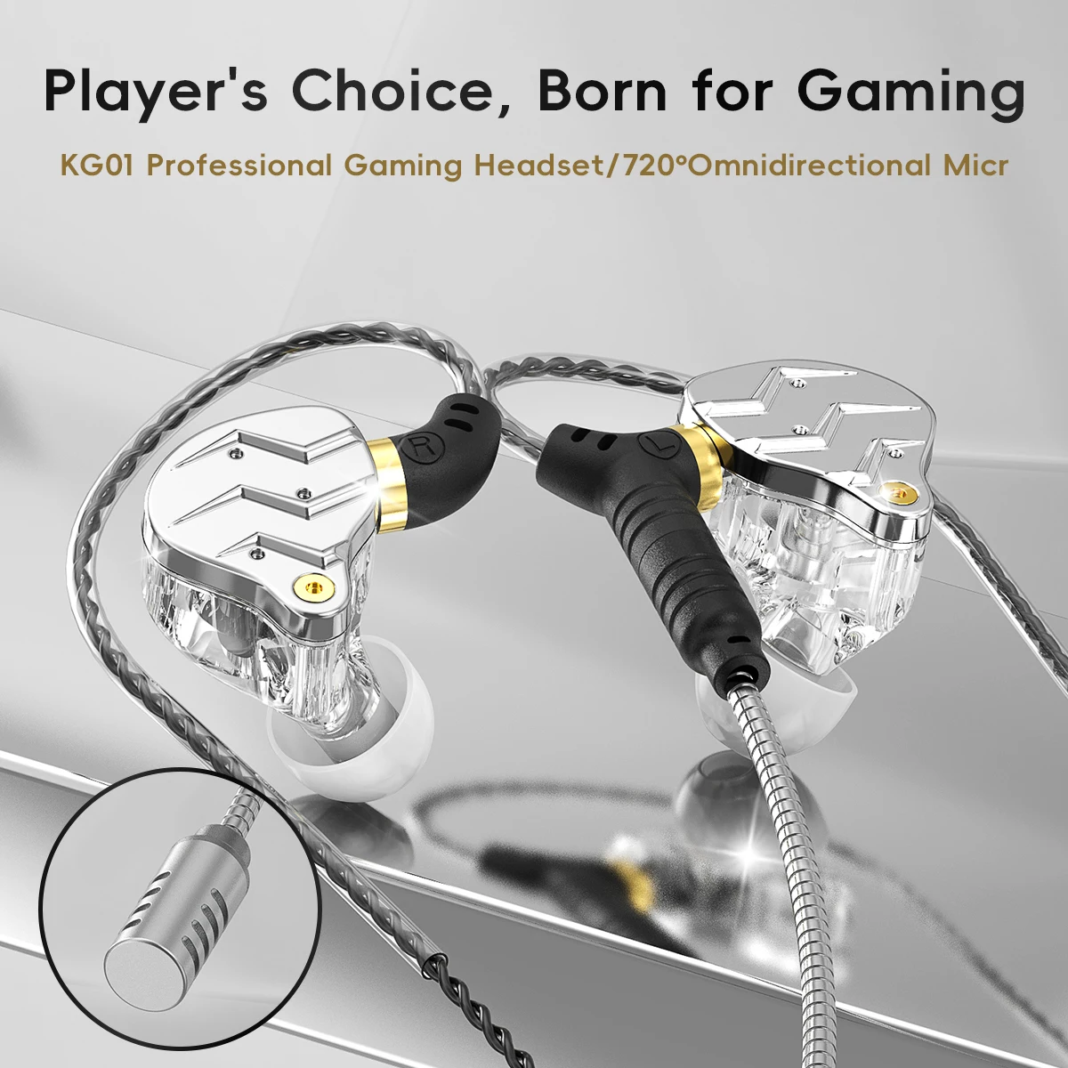 Auricolari da Gaming con Microfono HD, Cuffie Cablate con Bassi HIFI, Auricolari con Gancio per Orecchio, Riduzione del Rumore - Image 4