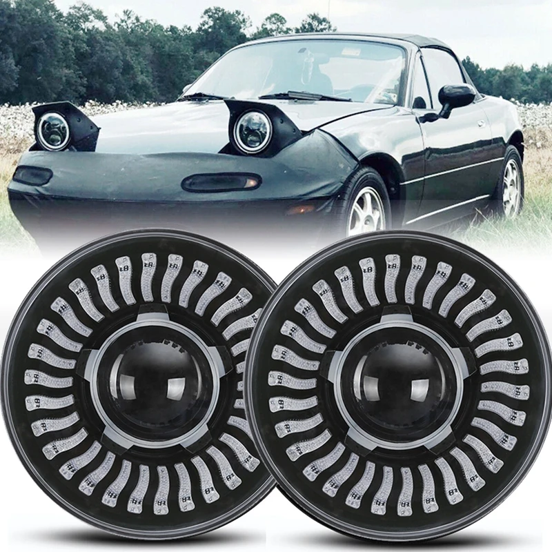 

7-дюймовые светодиодные фары, полный гало, фары «ангельские глазки» для Mazda Miata MX5 H6024 90-97, для Suzuki Samurai, для Jeep Wrangler JK TJ 97-18