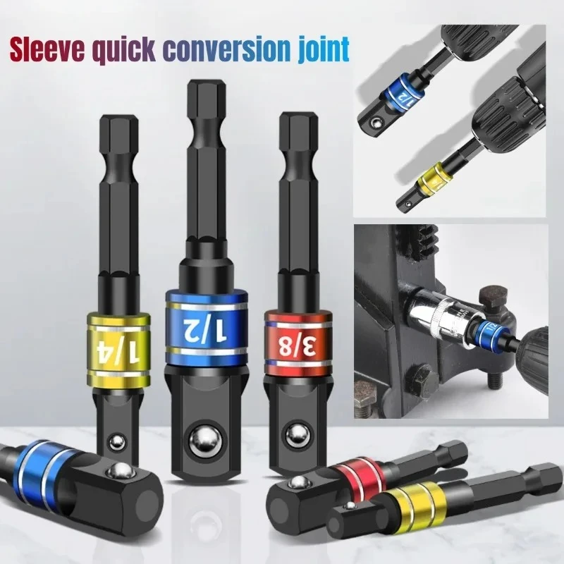 Socket Impact Driver Extension Adapter Extended Converter Electric Drill Hex To High Speed Nut Male Square Wrench Power Tool