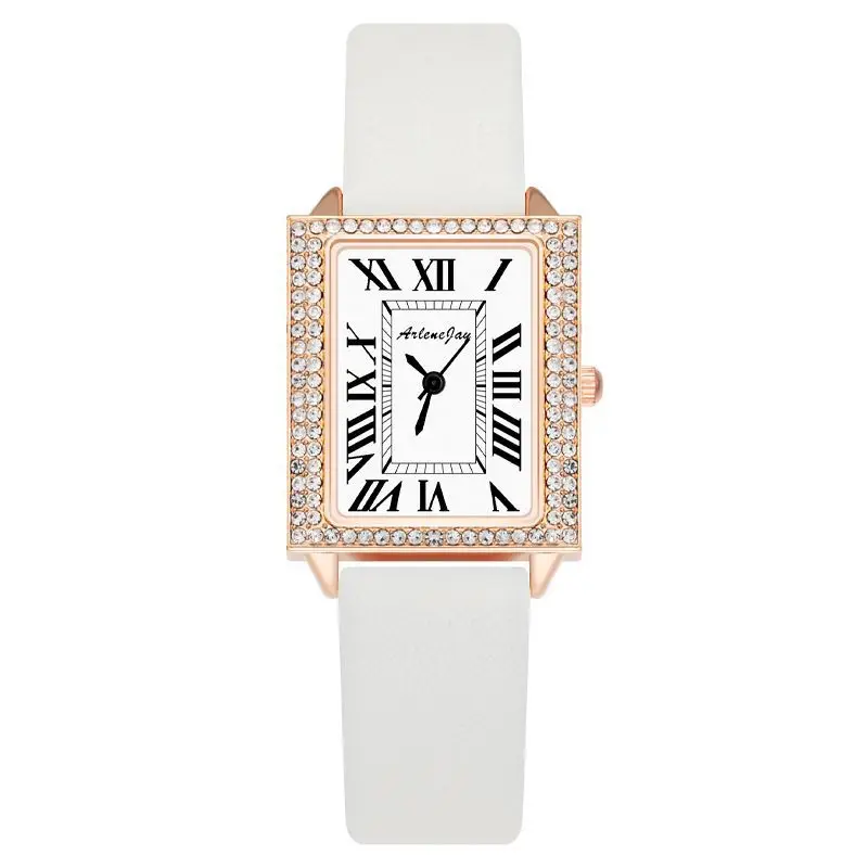 Square diamond studded women's watch strap rectangular Roman character small square watch watch