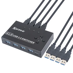 KCEVE USB 3.0 Switch Selector 4 Port,KVM Switcher 4 Computers Sharing 4 USB Devices,USB Peripheral Switcher for Keyboard Mouse