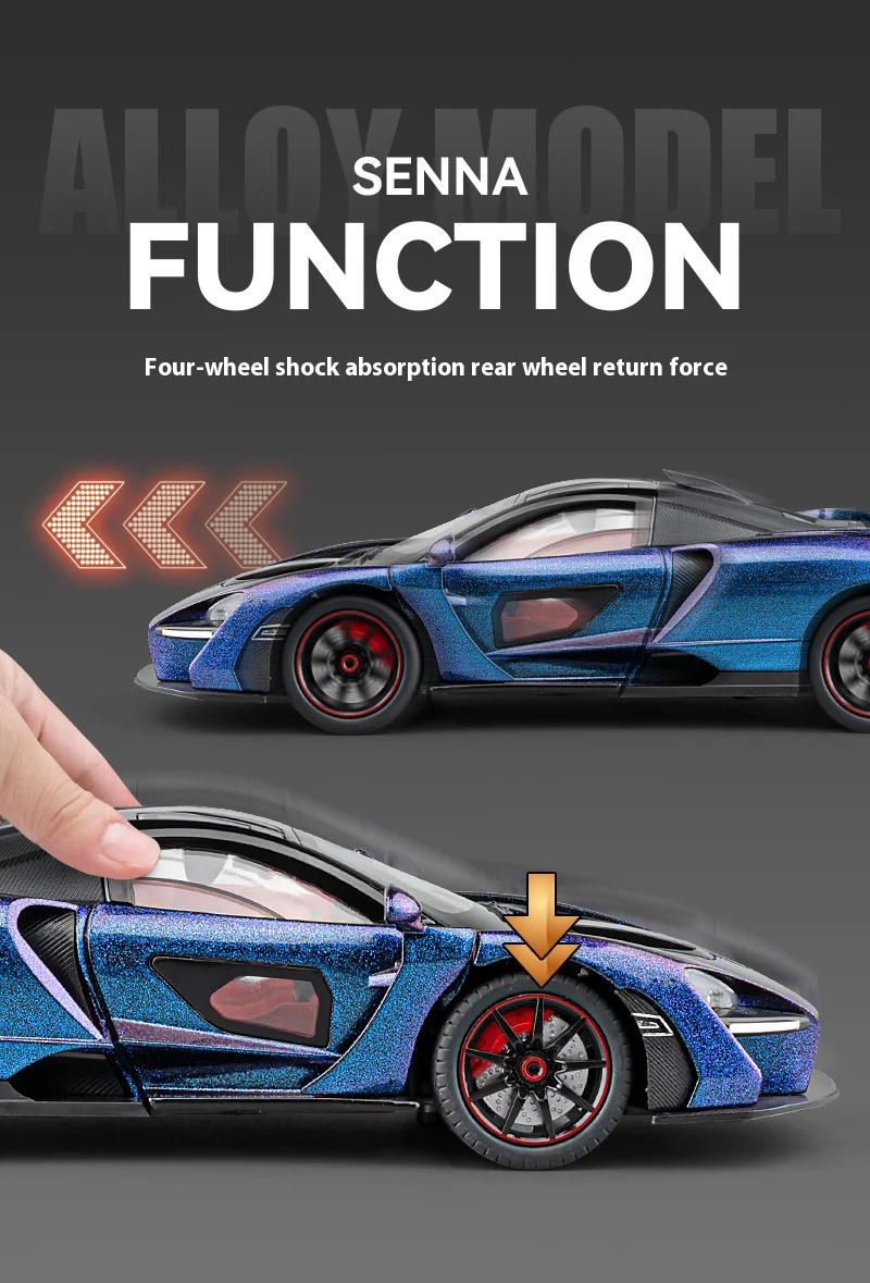 1:24 Mclaren Senna Super Sports Mini Gt Alloy Diecast Model Vehicle Simulation Sound &Amp; Light Birthday Gifts Box For Boyfriend