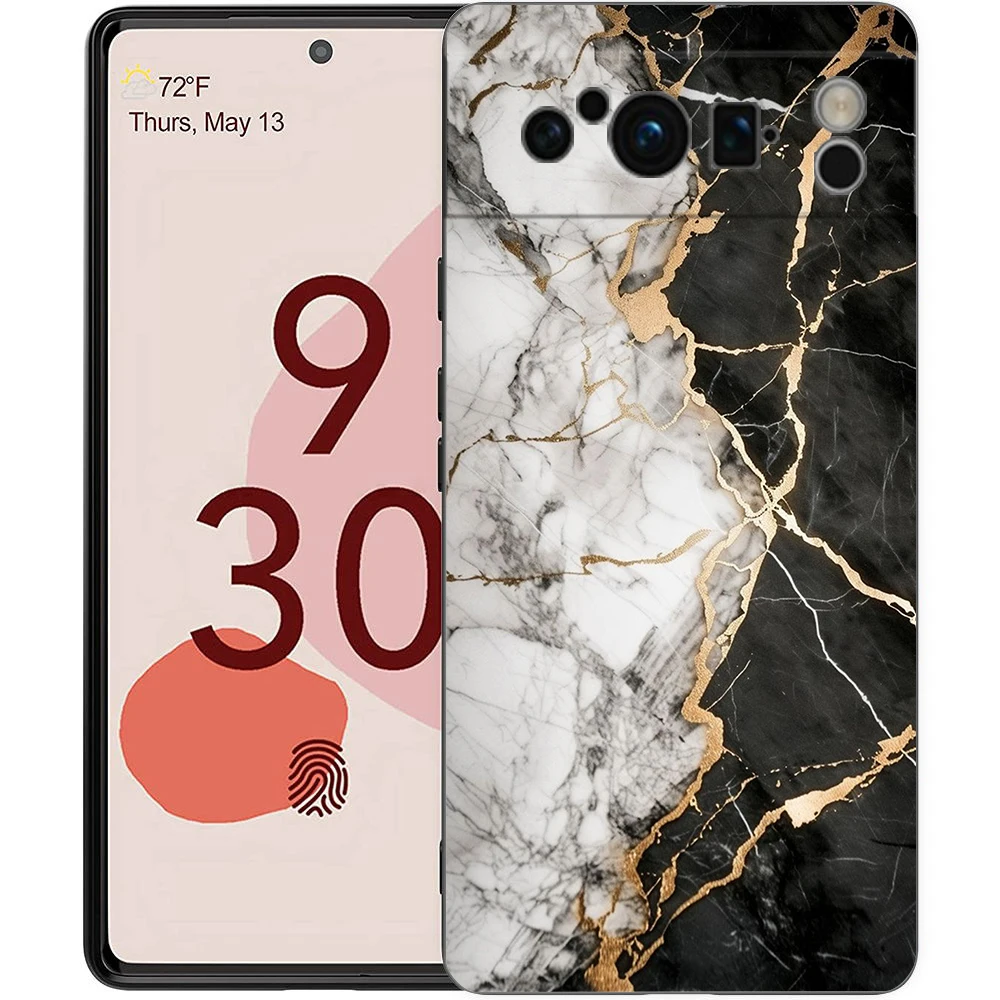 Elegant Watercolor Marble Phone Case - Black Soft Luxury TPU Cover