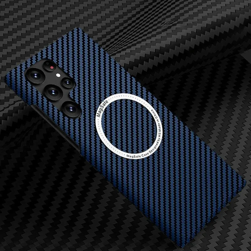 Magnetic Carbon Fiber Soft Matte Shockproof Case with Wireless Charging Compatibility