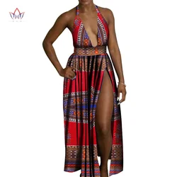 African Wax Print Dresses For Women Bazin Riche Party Dress For Lady And Younger Girl Sexy African Fashion Long Clothing WY5078