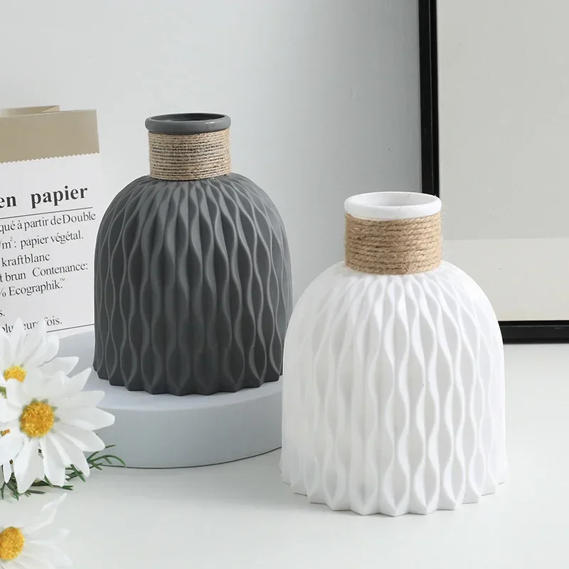 1PC Water Ripple Plastic Vase Wave Flower Pot Arrangement Modern Nordic Style Home Living Room Desktop Decoration Ornament 2