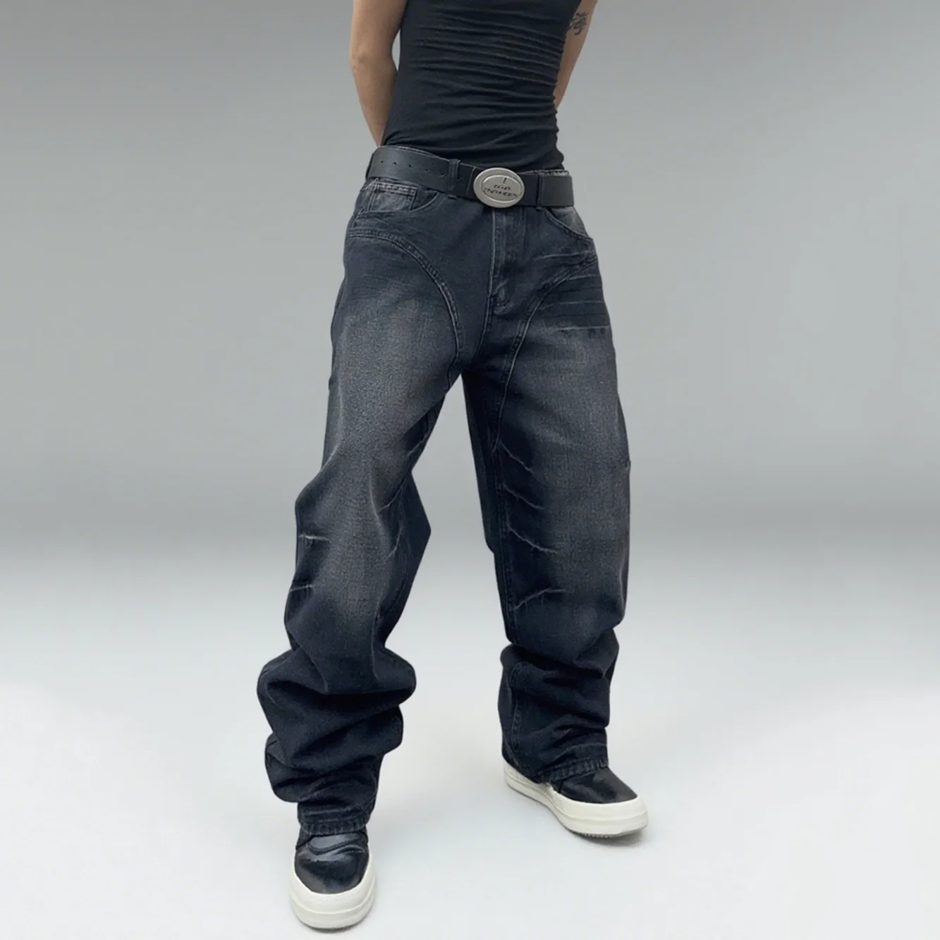 Breite Jeans Herren Schwarz