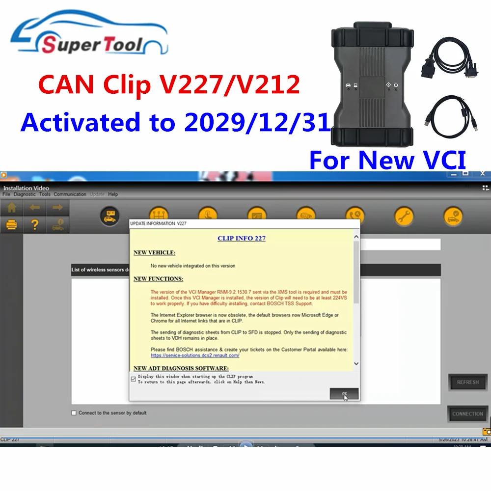 Latest Can Clip V229 V227 For Renault OBD2 Diagnostic Software Can Clip