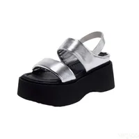 Sandales à semelles de gâteau éponge pour femmes, nouveau Style d'été, chaussures de plage simples et à la mode à semelles courtes et épaisses, 2026 5