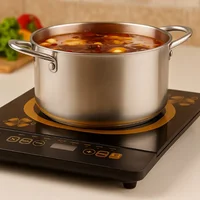 Индукционная варочная панель мощностью 2200 Вт с 10 уровнями мощности, стеклянная поверхность, нескользящая конструкция, интеллектуальный контроль температуры, вилка европейского стандарта — изображение 2