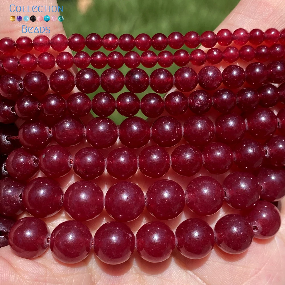 4/6/8/10mm Naturstein Perlen Rubin Jade Runde Spacer Lose Perlen Für Schmuck Machen DIY Armbänder Zubehör 15'' – Detail 3