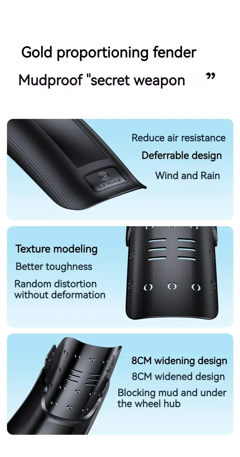 Description Picture 4 of itemENLEE Bike Mud Guard Bicycle Hard Shell Fenders Carbon Fiber Front/Rear Wheel Universal Mudguard MTB Bike Wings Mud Flaps Fender