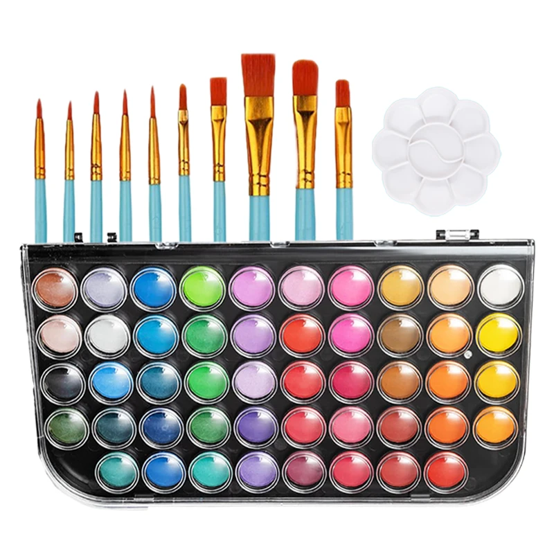 48/16 colori Pittura ad acquerello per principianti Set da disegno ad acquerello con tavolozza e pennello Forniture artistiche per artista 3