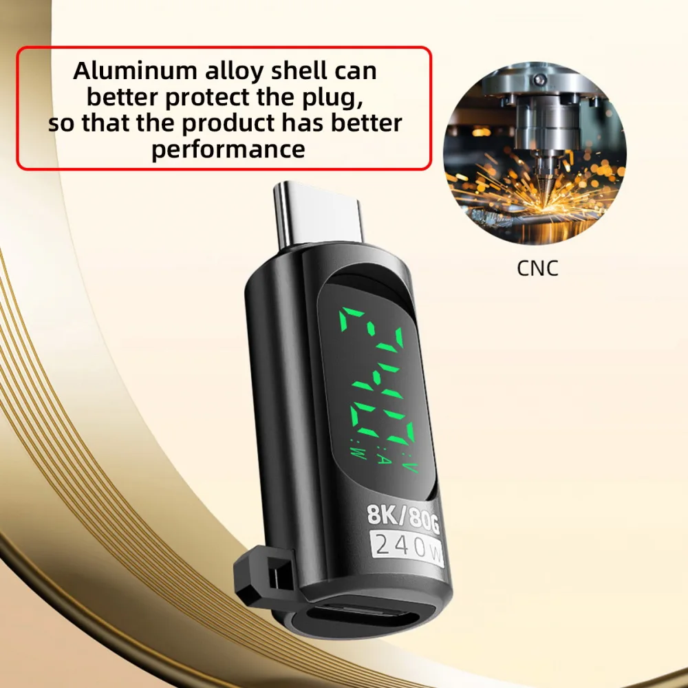 2개입 USB C-USB C(남성-여성) 어댑터 전력계 테스터 전압 전류 LED 디지털 디스플레이 80G 아이폰 맥북용